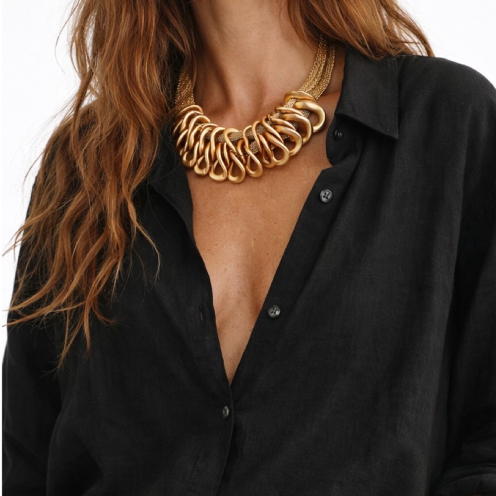 Gold Multi-Loop Statement Necklace - Women Jewelry